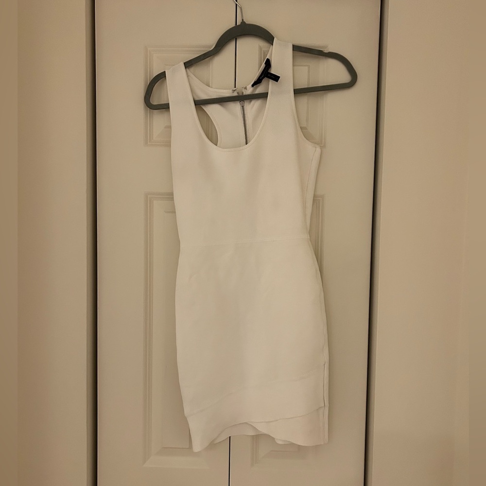 White bcbg bodycon bandage dress